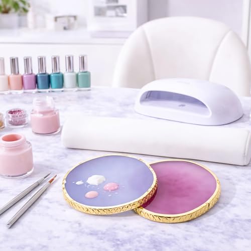 Resin Nail Art Palette with Gold Edge - Gel Polish Mixer