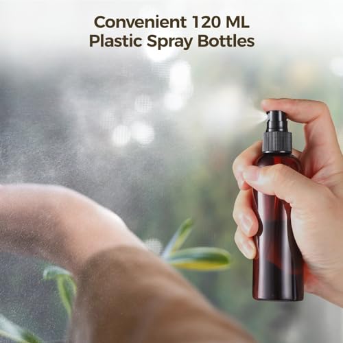 OMISTAR 48 PCS Abmer Plastic Spray Bottles, 4 oz Portable Travel Bottle, 120 ml Fine Mist Sprayers, Refillable Empty Plastic Containers for Perfumes Cosmetics Cleaning Solutions