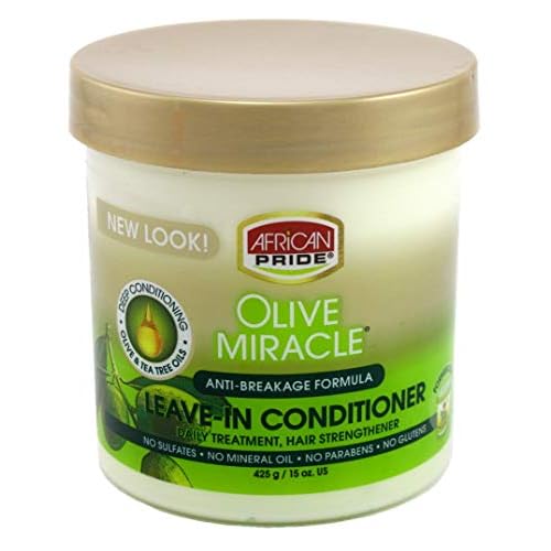 African Pride Olive Miracle Conditioner Leave-In 15 Ounce Jar (Pack of 3)