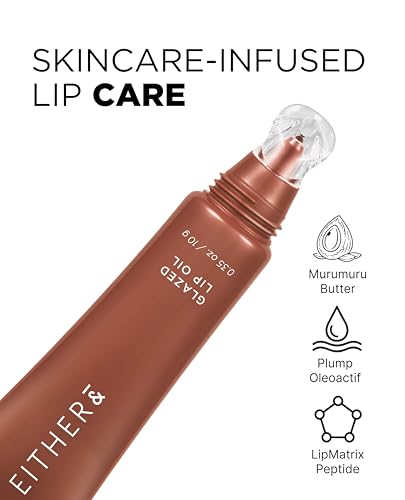 EITHER& Glazed Lip Oil - Warm Mocha Brown Moisturizer 10g