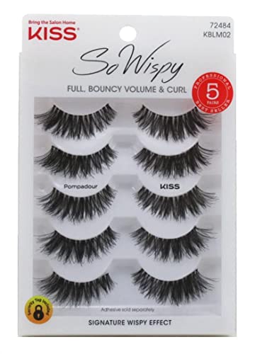 Kiss So Wispy Pompadour Lashes 5 Pairs (Pack of 3)