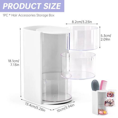 3-Layer Rotating Hair Accessory Organizer with Brush Holder
