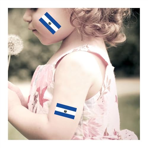 30 El Salvador Flag Temporary Tattoos - Fans Face Stickers