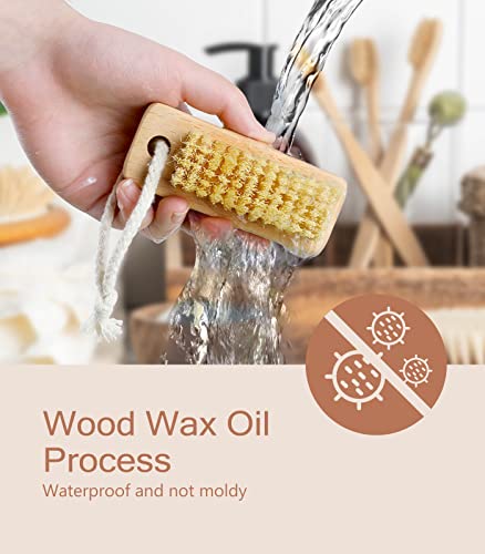 2-Pack Wooden Nail Brush Set for Fingernail Cleaning - Beechwood