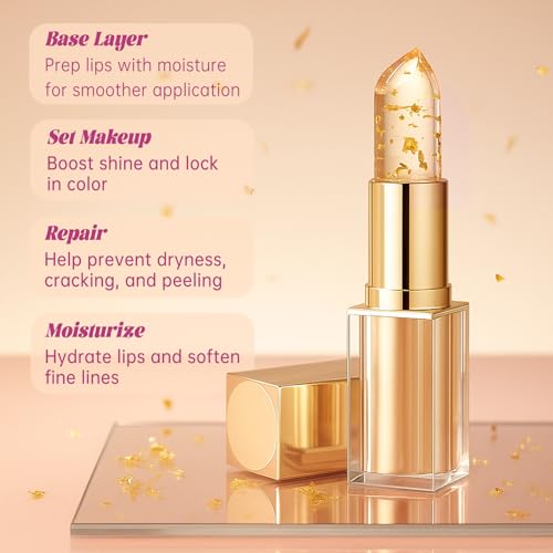 EELHOE PH Lipstick Color Changing, Clear Color Changing Lipstick, Transfer Proof Lip Balm with Gold Foil Inside, Long Lasting 12 Hour Wear, Hydrating & Lightweight