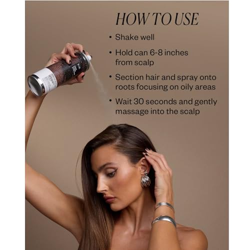IGK First Class After Dark Charcoal Dry Shampoo for Dark Hair | Soft Brown Tinted Formula, No White Residue | Deep Cleansing, Oil Absorbing & Odor Eliminating | 6.5 oz