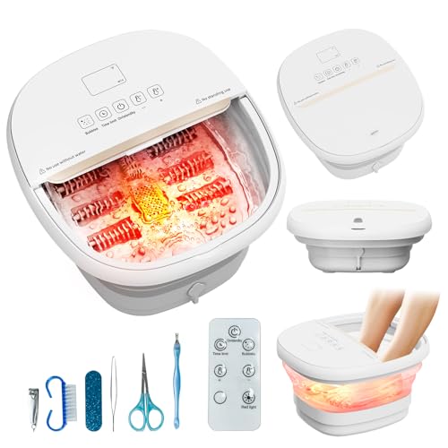 Heated Foot Spa Massager with Shiatsu Rollers & Bubbles