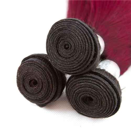 Augfst Brazilian Virgin Human Hair Bundles Burgundy 99J Straight Wave Bundles Human Hair 12 14 16 inch Unprocessed Brazilian Wine Red Quick Weave Hair for Black Women