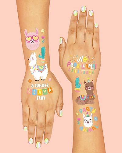 Llama Temporary Tattoos - 46 Metallic Designs, 2 Sheets