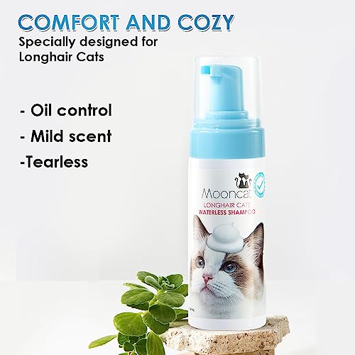 Mooncat Waterless Cat Shampoo Foam for Long-Haired Cats - Detangling, No Rinse
