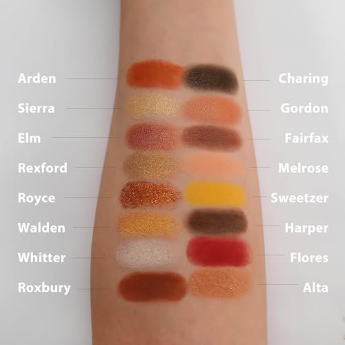 Sunset Blvd Eyeshadow Palette 16 Colors Brown Nude Earth Tone Matte Glitter Shimmer Eye Shadow Long Lasting High Pigmented Blendable Smokey Eyeshadow Powder Makeup