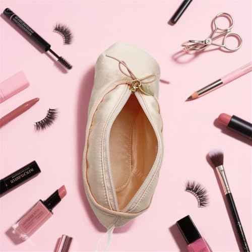 Ballet Dance Shoe Makeup Bag For Little Girls, Ballerina Slipper Makeup Pouch Bag, Ballet Pointe Shoes Gifts (Pink-N1)