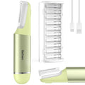 Sonic Dermaplane Razor for Women Face Beauty Face Epilator, Exfoliation & Peach Fuzz Facial Hair Removal for Women, Electric Face Razors Shaver Trimmer Anti-Aging 3 Speeds & 10 Refill Blades, Green