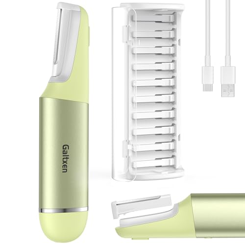 Sonic Dermaplane Razor for Women Face Beauty Face Epilator, Exfoliation & Peach Fuzz Facial Hair Removal for Women, Electric Face Razors Shaver Trimmer Anti-Aging 3 Speeds & 10 Refill Blades, Green