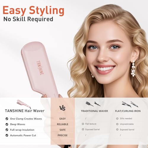 TANSHINE 1.25 Inch Dual Barrel Curling Iron for Beach Waves