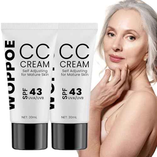 CC Cream for Older Women, Skin Tone Adjusting CC Cream Spf 43, CC Creams Self Adjusting for Mature Skin, Even Complexion, Conceals, Moisture & Anti Aging, For All Skin Types (2PCS)