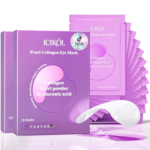 Collagen Under Eye Patches for Puffy Eyes and Dark Circles, Overnight Under Eye Mask for Puffiness, Deep Hydrating Undereye Mask Patches for Treatment (24 Pairs, Pearl powder)