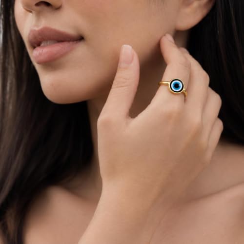 Ello Elli Gold Evil Eye Ring for Women | Stainless Steel