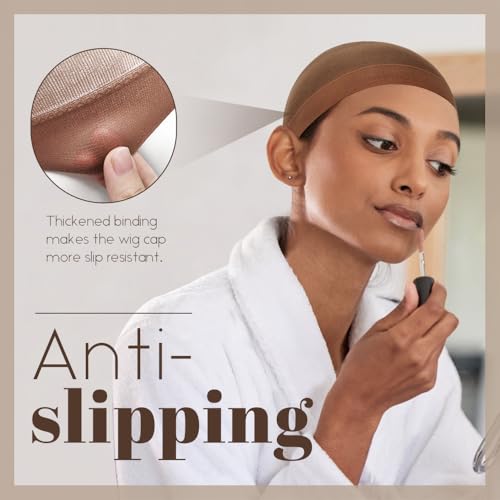 Dark Brown Wig Caps for Women 24 Pack Stretchy Stocking Cap