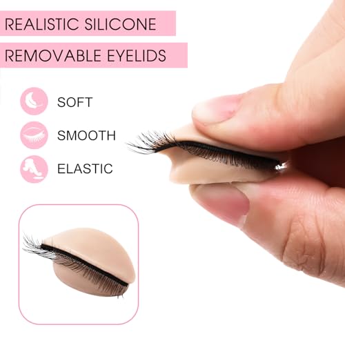 Eyelash Practice Eyelids, 3 Pairs 2-Layer Silicone Mannequin