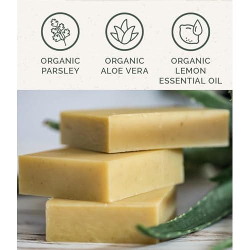 Chagrin Valley Natural Soap Bar - Organic EVOO, Fresh Aloe and Parsley - For Soothing, Calming and Hydrating Skin - Large 5.6 oz Organic Bar Soap for Men and Women