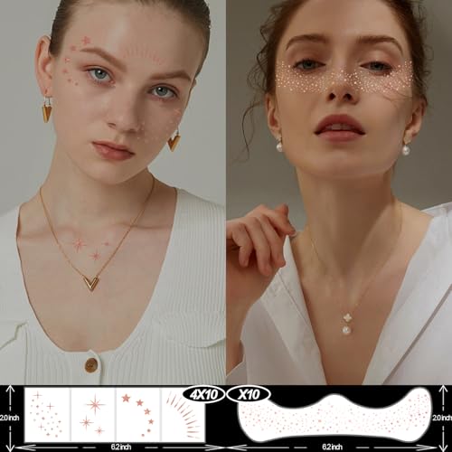 50 Pcs Glitter Freckle Face Tattoo Patches - Rose Gold