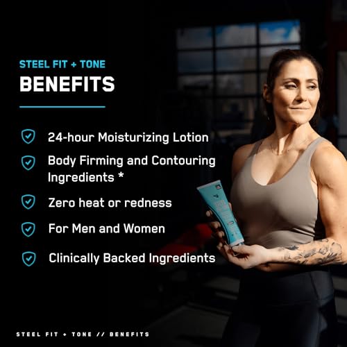 SteelFit Steel Fit + Tone | Skin Tightening Cream for Body | 30-45 Days of Supply | 24-Hour Skin Firming Body Lotion, Belly Firming and Tightening Cream | Milk & Honey