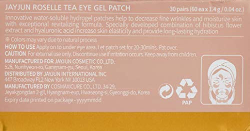 JAYJUN Roselle Tea Eye Gel Patch (60 Patches) - Hibiscus Infused Radiant-Looking & Hydrating Treatment