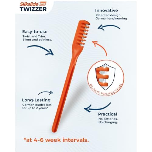 Silkslide¢çOne TWIZZER ? Nose Hair Trimmer for Men and Women ? Compact Travel Case ? Twist & Trim Nasal Hair Removal ? Japanese Premium Blades ? No Electricity or Batteries
