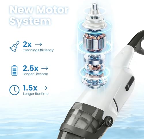 Cordless Pool Vacuum Cleaner, 15 GPM Suction, 60-Min Runtime