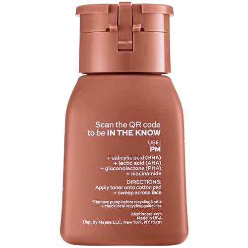 ITK Tri-Acid Facial Toner with AHA, BHA, PHA + Niacinamide - Exfoliate Face + Minimize Pores - Salicylic + Lactic Acid - Brighten Dark Spots + Glow, 5 Fl Oz