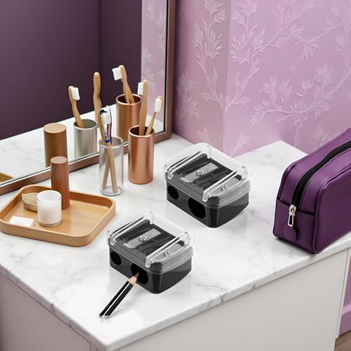 Jinshining Dual Hole Makeup Pencil Sharpener 2-Pack for Eyeliner & Lip Liner