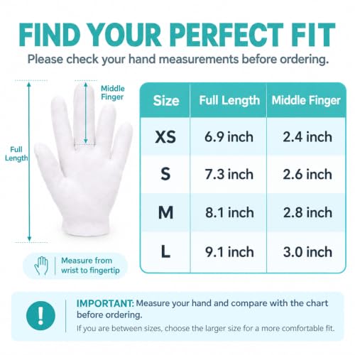 X-Small Cotton Moisturizing Eczema Gloves 24 Pcs for Dry Hands - Hypoallergenic & Reusable