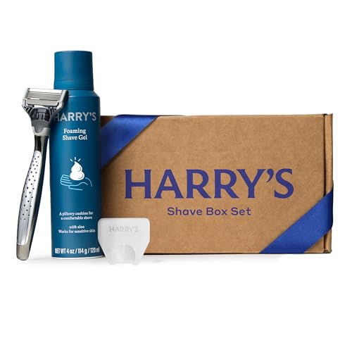 Harry's Shaving Holiday Gift Set for Men - 1 Razor Handle (Craft Edition), 3 Original Razor Blade Refills, Foaming Shave Gel & Travel Blade Cover