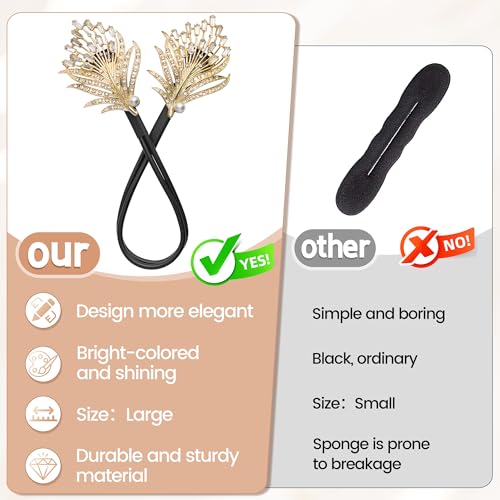 Hair Bun Maker 2-Pack with Feather & Rhinestone Design