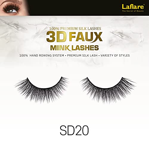 Laflare 3D Faux Mink Eyelashes - Reusable, Natural, 3-Pack