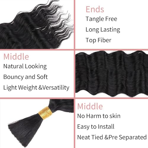 18 Inch Deep Wave Boho Braiding Hair - 3 Bundles, 150g