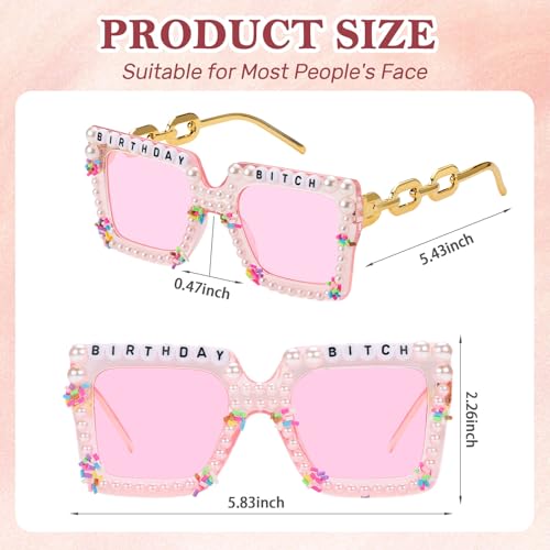 Etercycle Pink Square Birthday Sunglasses for Women