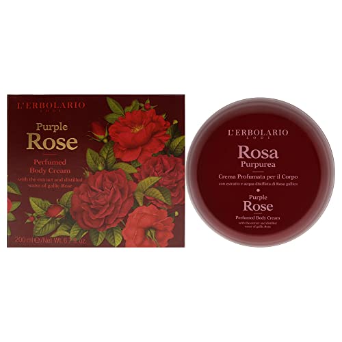 L'Erbolario Perfumed Body Cream ? Moisturizing Body Butter for Dry Skin ? Invigorating and Softening Skin Care with Gallic Rose ? Purple Rose - 6.7 oz