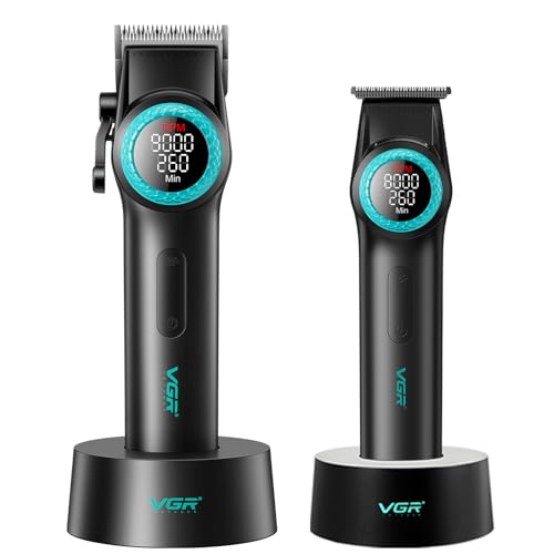 VGR Professional Hair Clipper & Trimmer Set with LED Display