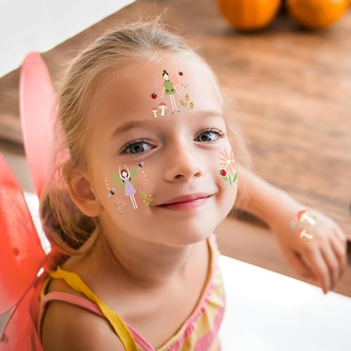 Cheerland 108pcs Fairy Tattoos Temporary for Fairy Party Decorations Woodland Party Favors Enchanted Forest Garden First Birthday Decorations Tatoo Sticker Party Supplies