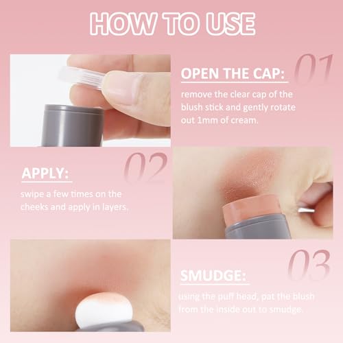 Boobeen Double-Head Cream Blush Stick - Long-Lasting Cheek & Lip Tint