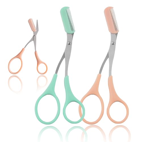 Eyebrow Trimmer Scissors Set - Stainless Steel Razor & Detachable Comb, Gentle & Portable