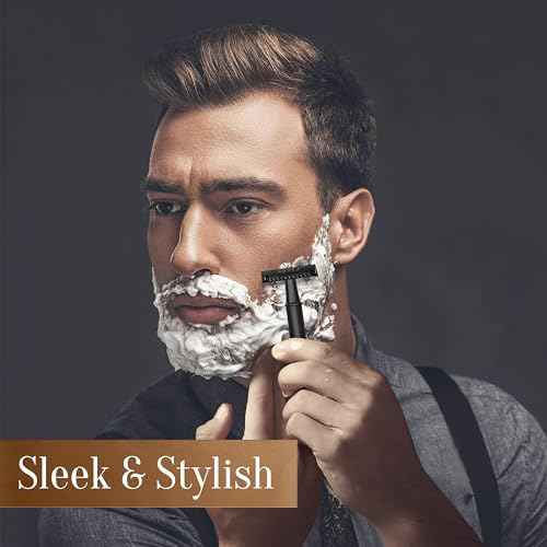 Fac?n Double Edge Safety Razor for Men & Women - Butterfly Open Stainless Steel Razor w/ 50 Platinum Double Edge Safety Razor Blades, Single Blade Razor for Smooth Close Shave, Reusable & Eco-Friendly