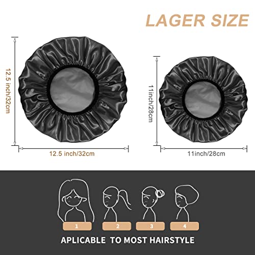 Aquior Extra Large Shower Cap for Women Men, Waterproof Satin EVA Hair Cap 4-Pack