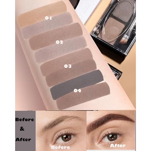 Eye Brow Powder Kit for Women,2 Colors Waterproof Eyebrow Powder Tinted Palette Brown Dark Brown Long-Lasting,Brow Fill&Sculpt Natural Eyebrow Contour Eyeshadow Mother¡¯s Gift with Brow Brush &Razor-03