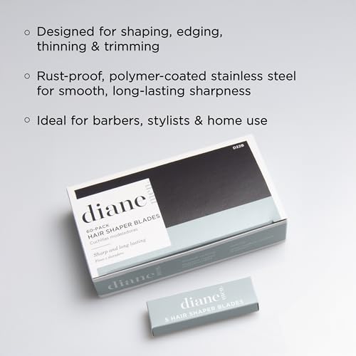 Diane Hair Shaper Razor Blades, Polymer Coated Stainless Steel Material, Precise Shaping, Trimming, and Cutting, Razor Refills for Barber, Straight Edge Razor Blade, 60-Pack