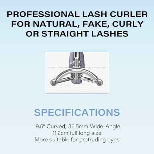 Eyelash Curler w/3 Replacement Pads (Soft/Medium/Firm) - Professional Lash Curler for Natural, Fake, Curly or Straight Lashes, Includes Protective Cover