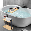 3-Tier Bamboo Bath Tray Table with Adjustable Height & Rotating Shelf