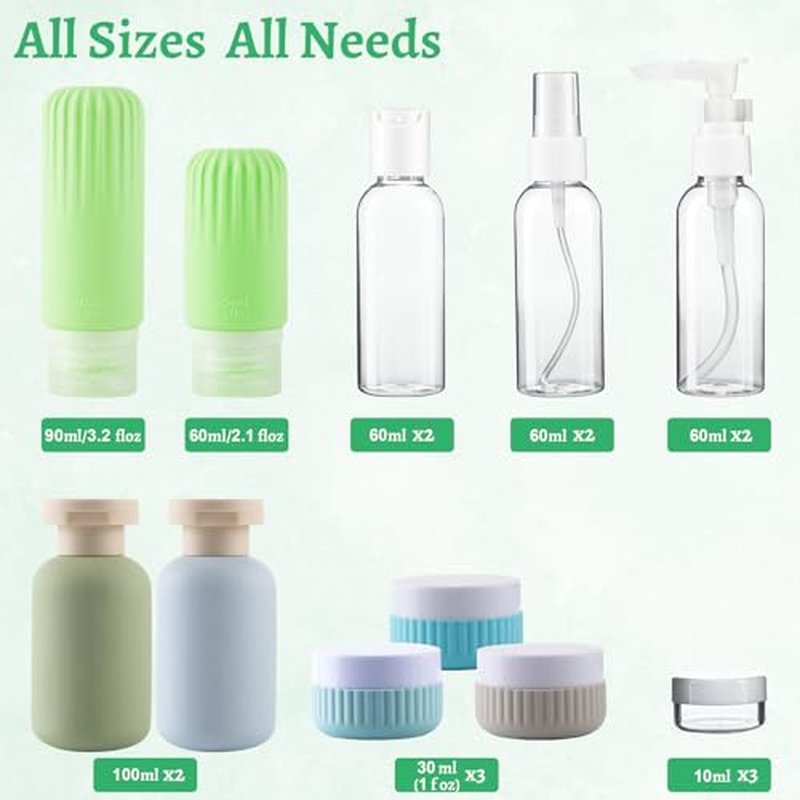 25-Pack Travel Toiletry Bottles Set - TSA Approved Leak-Proof Kit